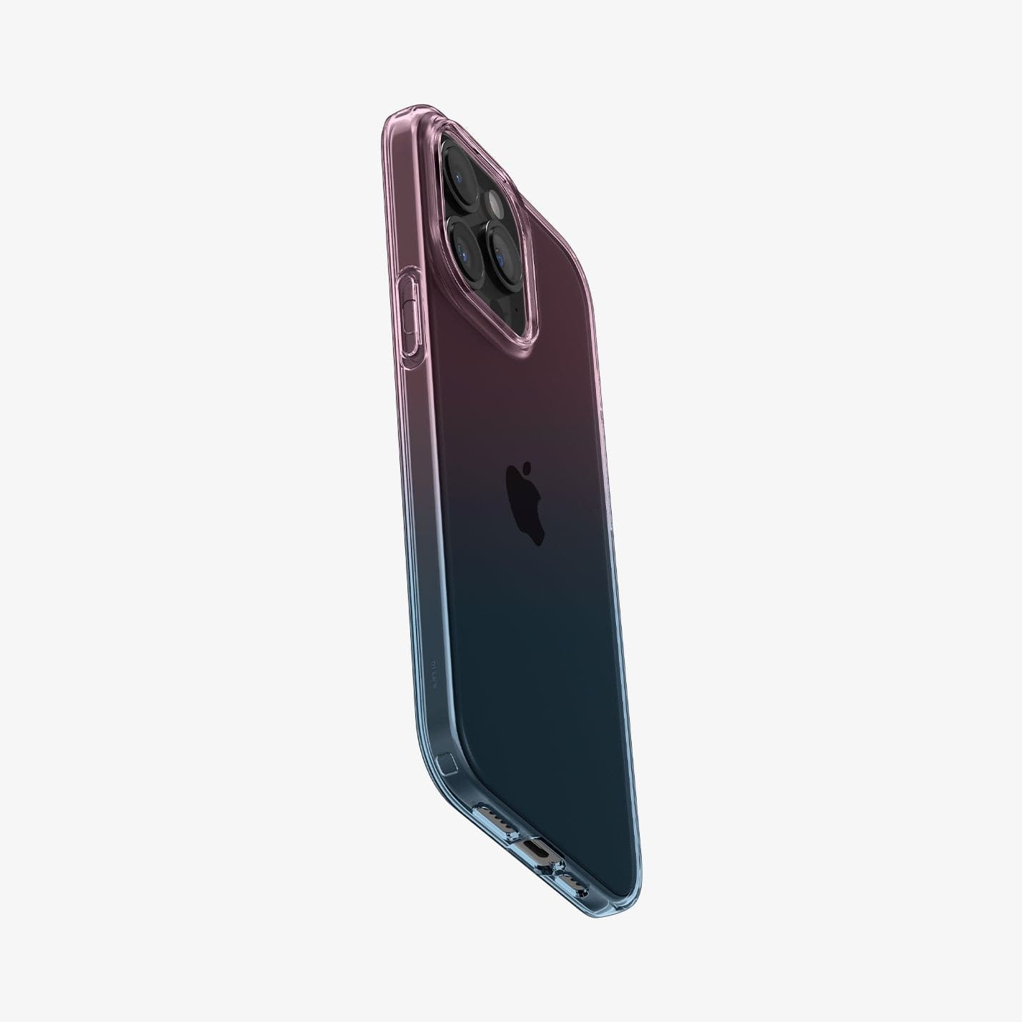 ACS06700 - iPhone 15 Pro Case Liquid Crystal in gradation pink showing the back, side and bottom