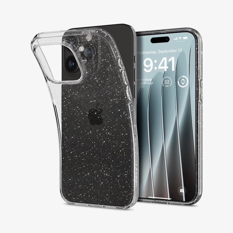 Spigen Liquid Crystal Glitter Designed for iPhone 15 Pro Max Case (2023),  [Military-Grade Protection] - Crystal Quartz