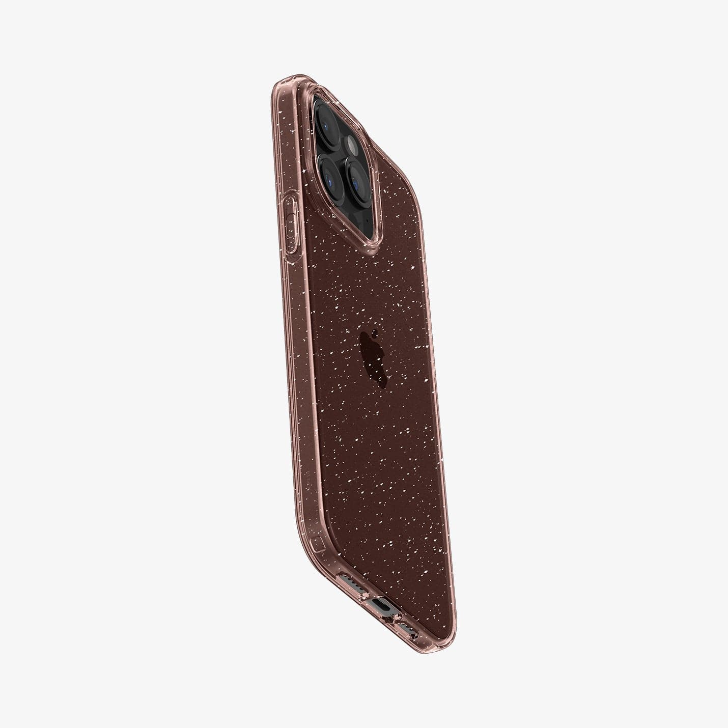 ACS06702 - iPhone 15 Pro Case Liquid Crystal Glitter in rose quartz showing the back, side and bottom
