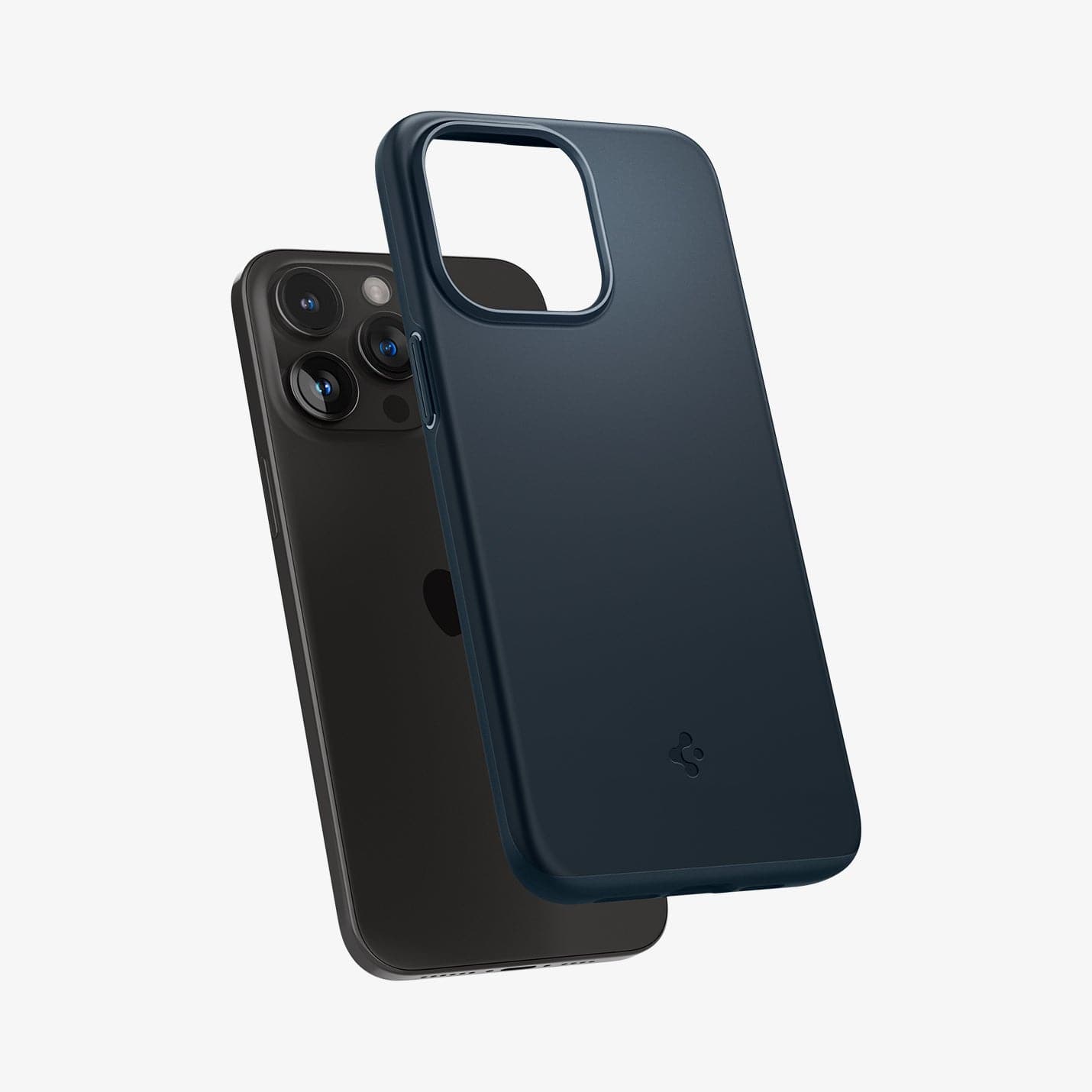 ACS06688 - iPhone 15 Pro Case Thin Fit in metal slate showing the back with case hovering away from device