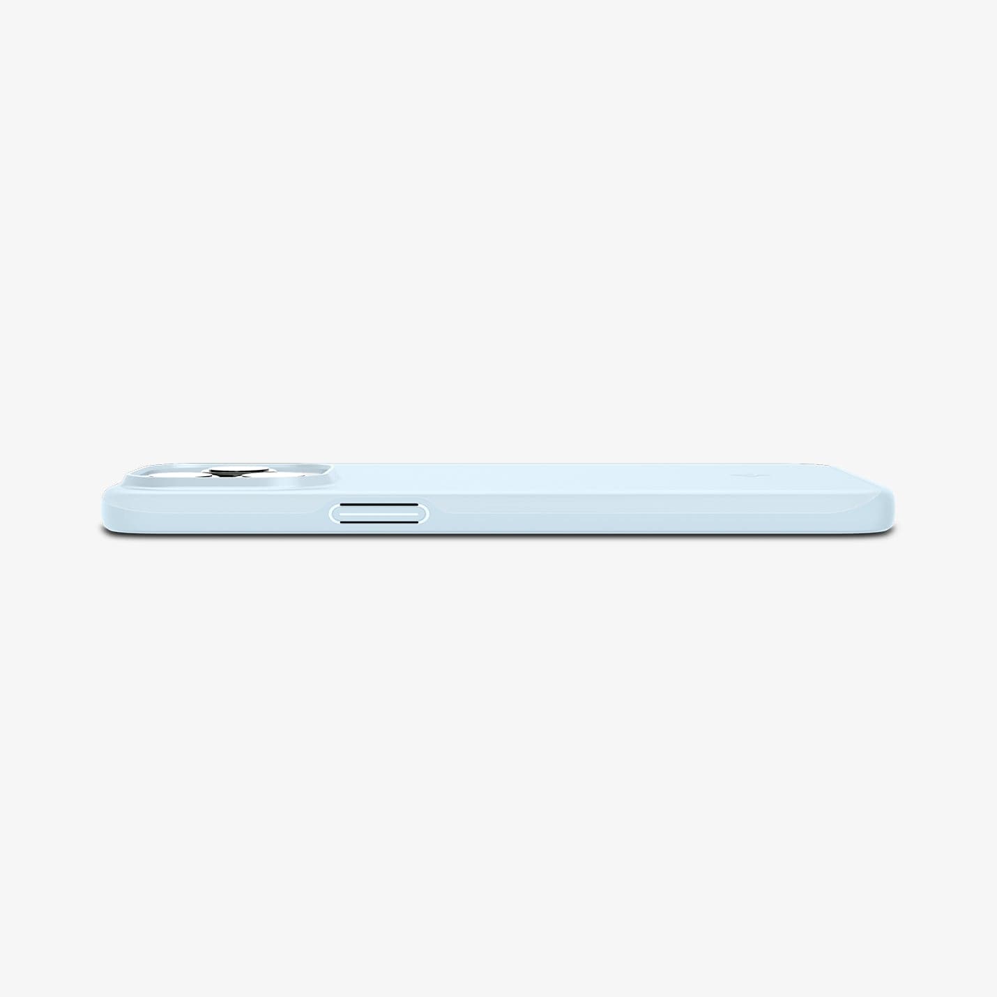  ACS06693 - iPhone 15 Pro Case Thin Fit in mute blue showing the side