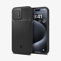 ACS06738 - iPhone 15 Pro Case Optik Armor (MagFit) in black showing the back and front