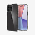 ACS06707 - iPhone 15 Pro Case Ultra Hybrid in crystal clear showing the back and front