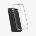 ACS06707 - iPhone 15 Pro Case Ultra Hybrid in crystal clear showing the back with case hovering away from device