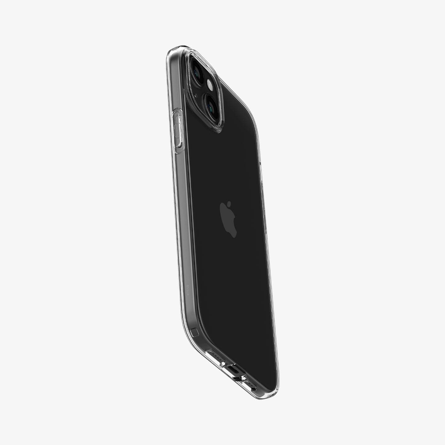 ACS06647 - iPhone 15 Plus Case Liquid Crystal in crystal clear showing the back, side and bottom