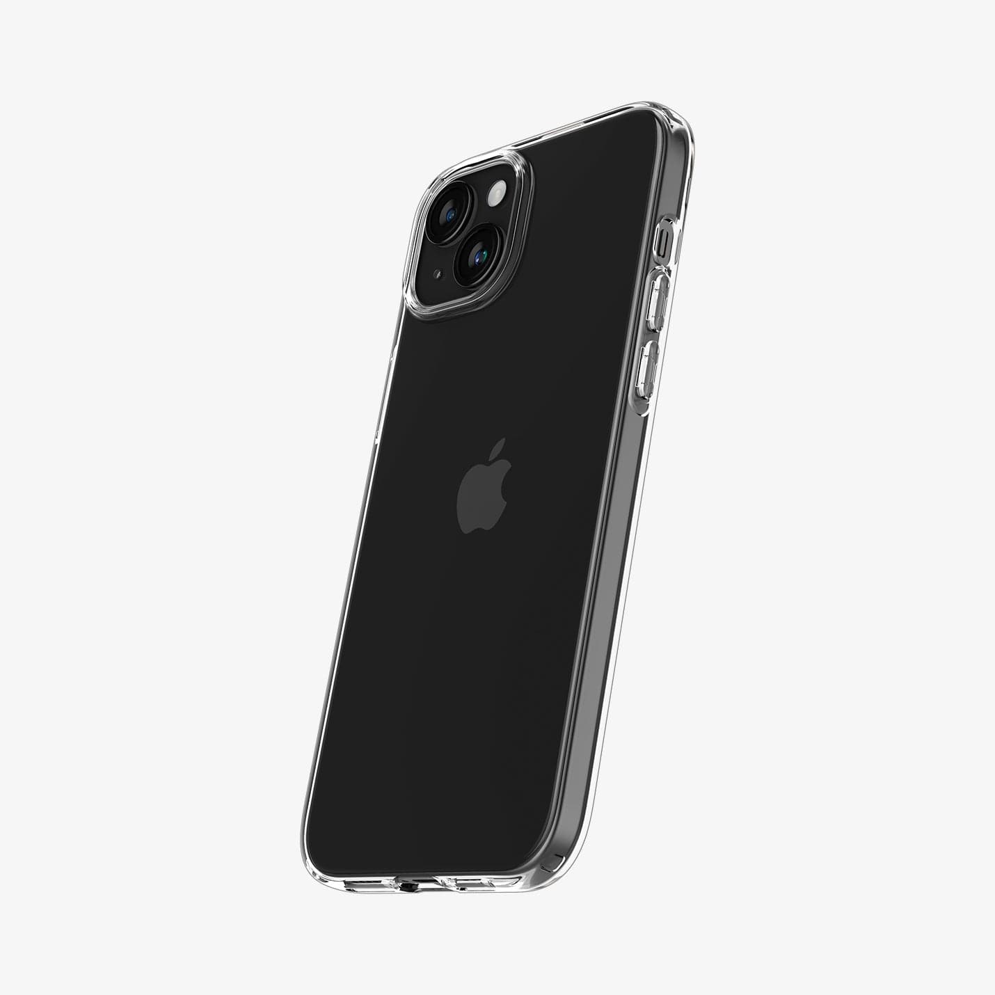 ACS06647 - iPhone 15 Plus Case Liquid Crystal in crystal clear showing the back and side