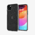 ACS06648 - iPhone 15 Plus Case Liquid Crystal Glitter in crystal quartz showing the back and front