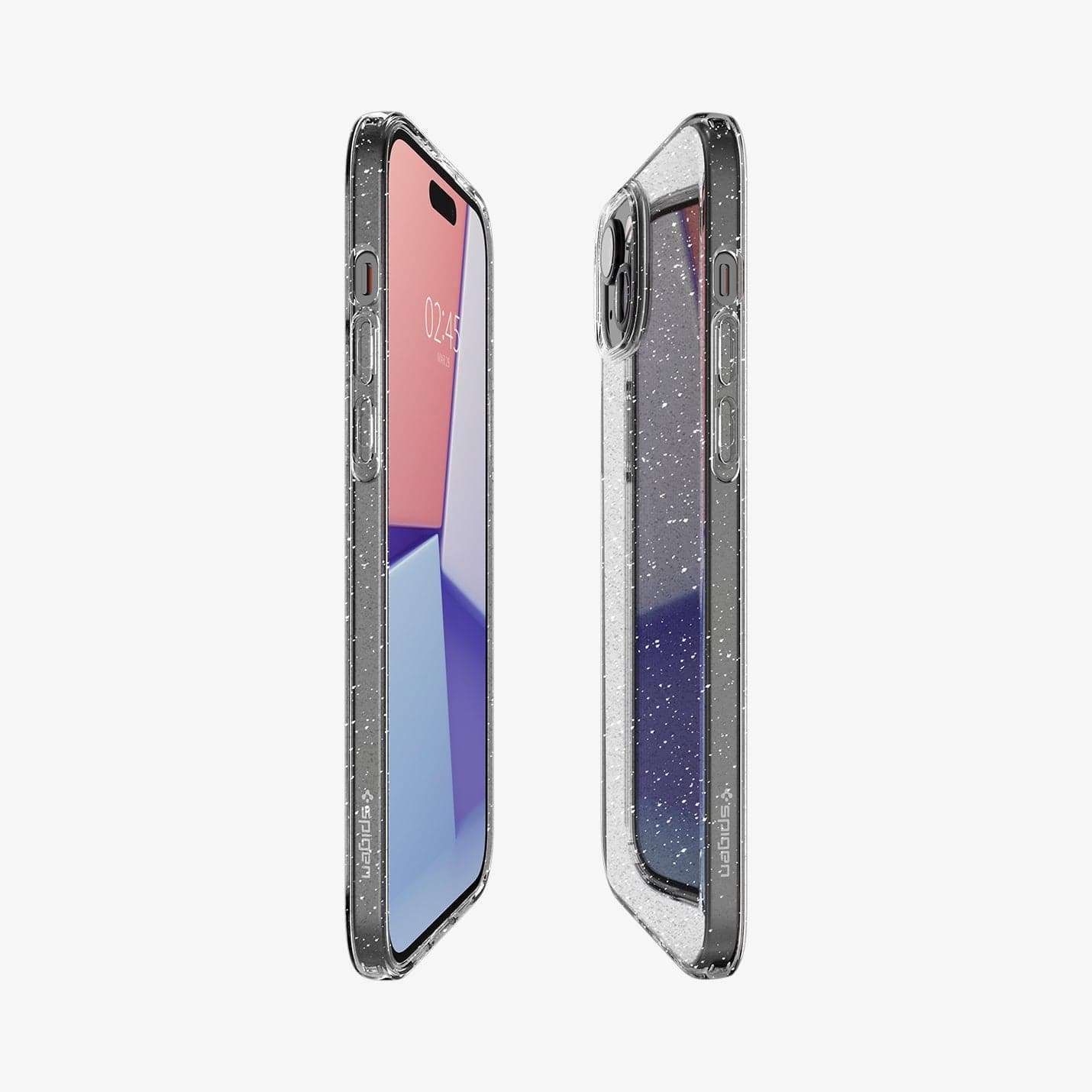 ACS06648 - iPhone 15 Plus Case Liquid Crystal Glitter in crystal quartz showing the sides, partial front and back