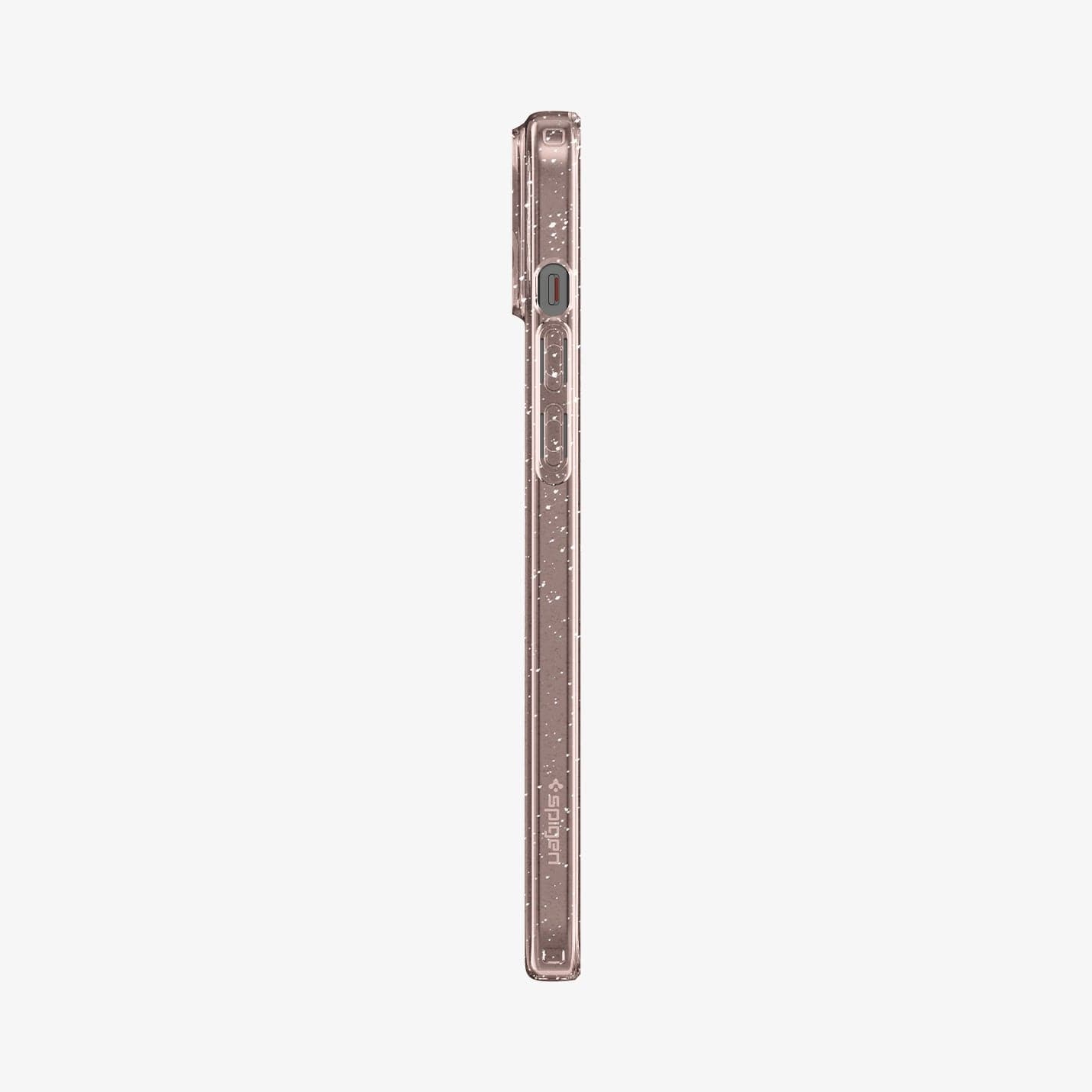 ACS06649 - iPhone 15 Plus Case Liquid Crystal Glitter in rose quartz showing the side with volume controls