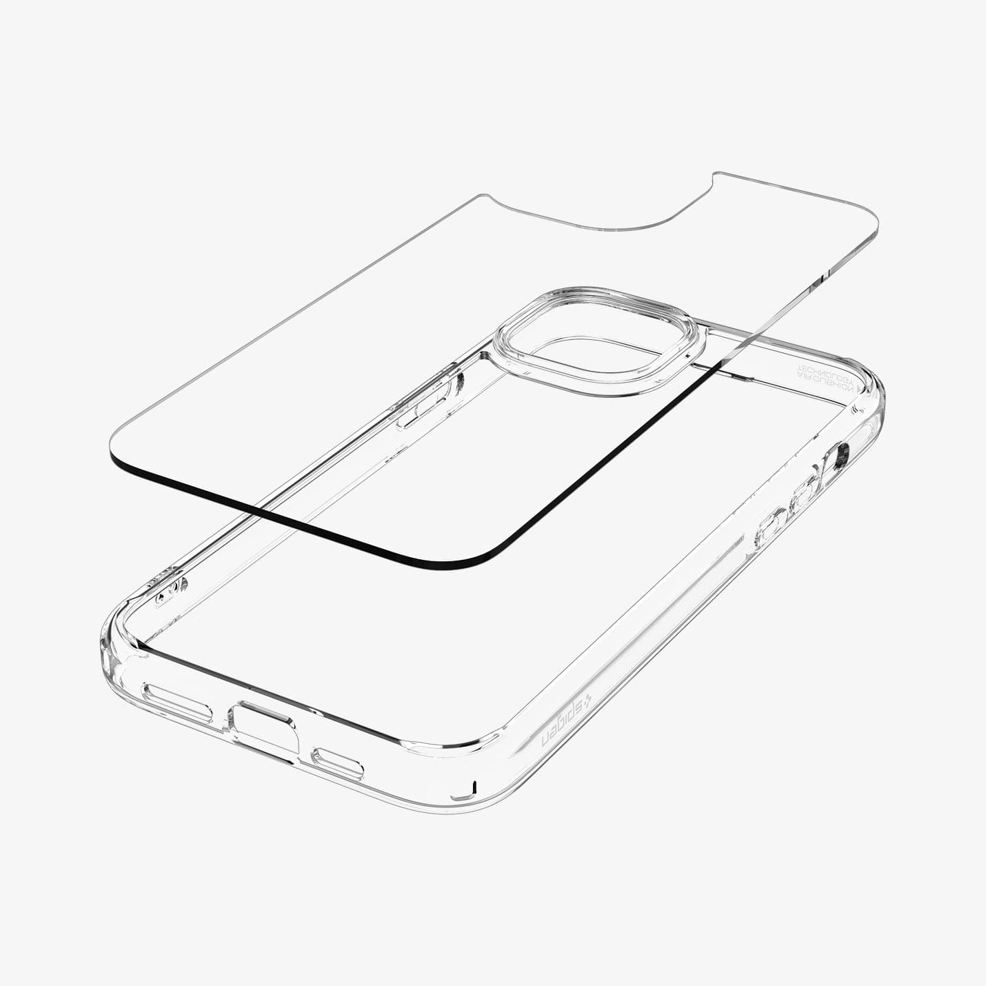 ACS06653 - iPhone 15 Plus Case Ultra Hybrid in crystal clear showing the multiple layers of case