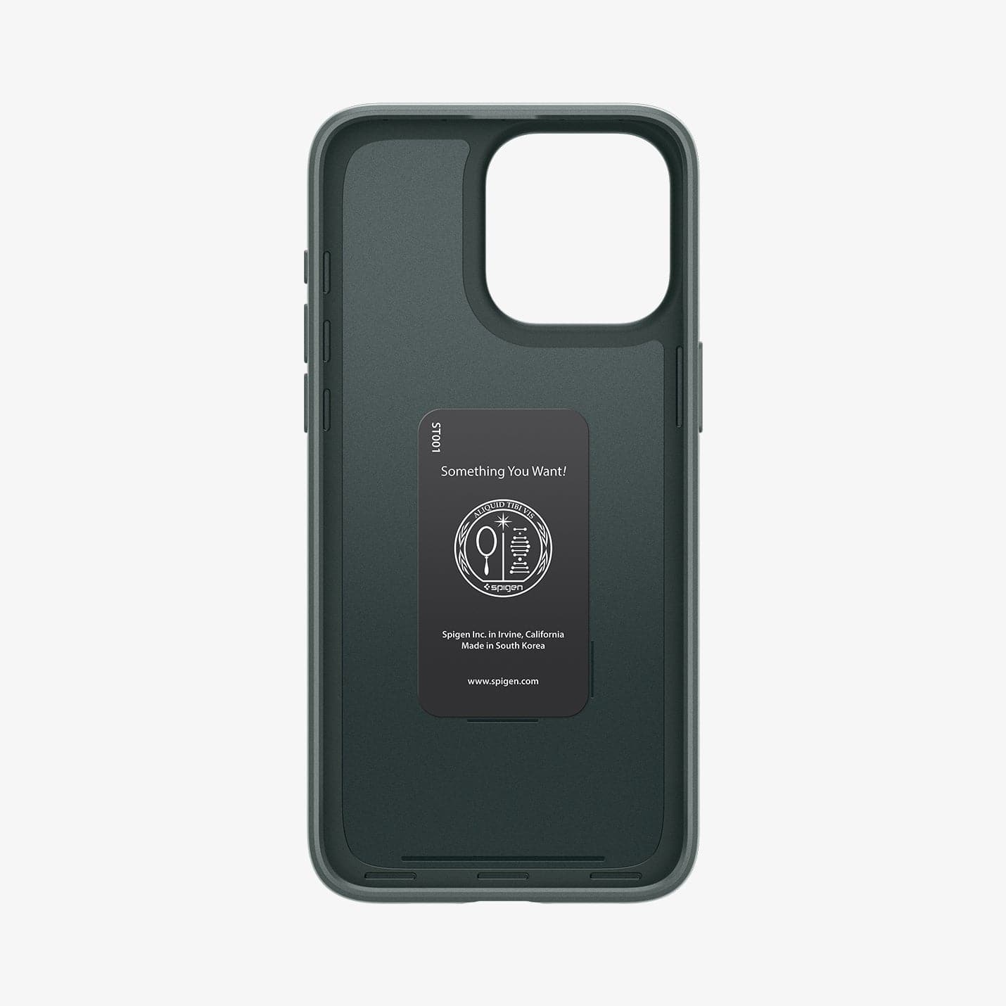 ACS06548 - iPhone 15 Pro Max Case Thin Fit in abyss green showing the inside of case