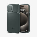 ACS06600 - iPhone 15 Pro Max Case Optik Armor (MagFit) in abyss green showing the back and front
