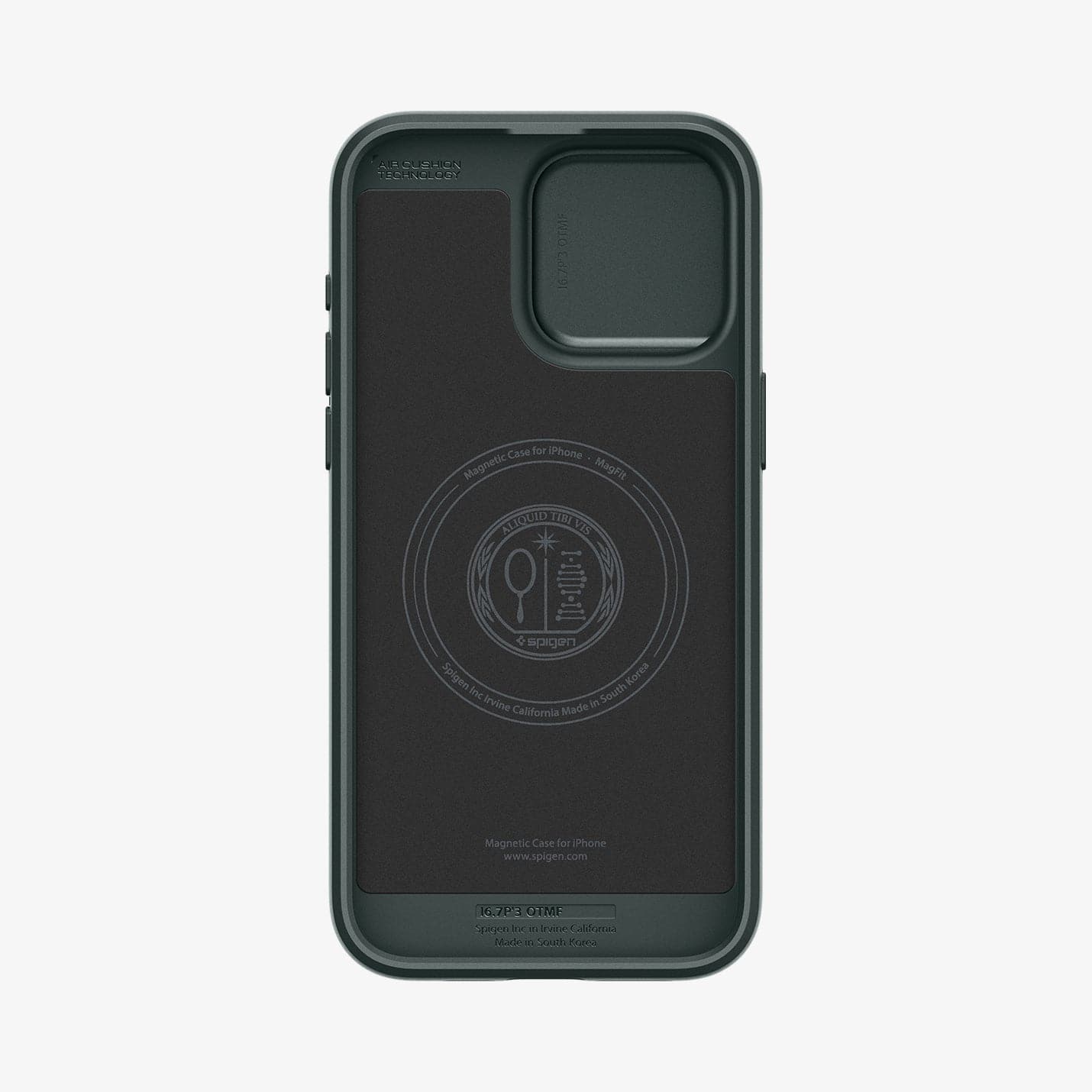 ACS06600 - iPhone 15 Pro Max Case Optik Armor (MagFit) in abyss green showing the inside of case