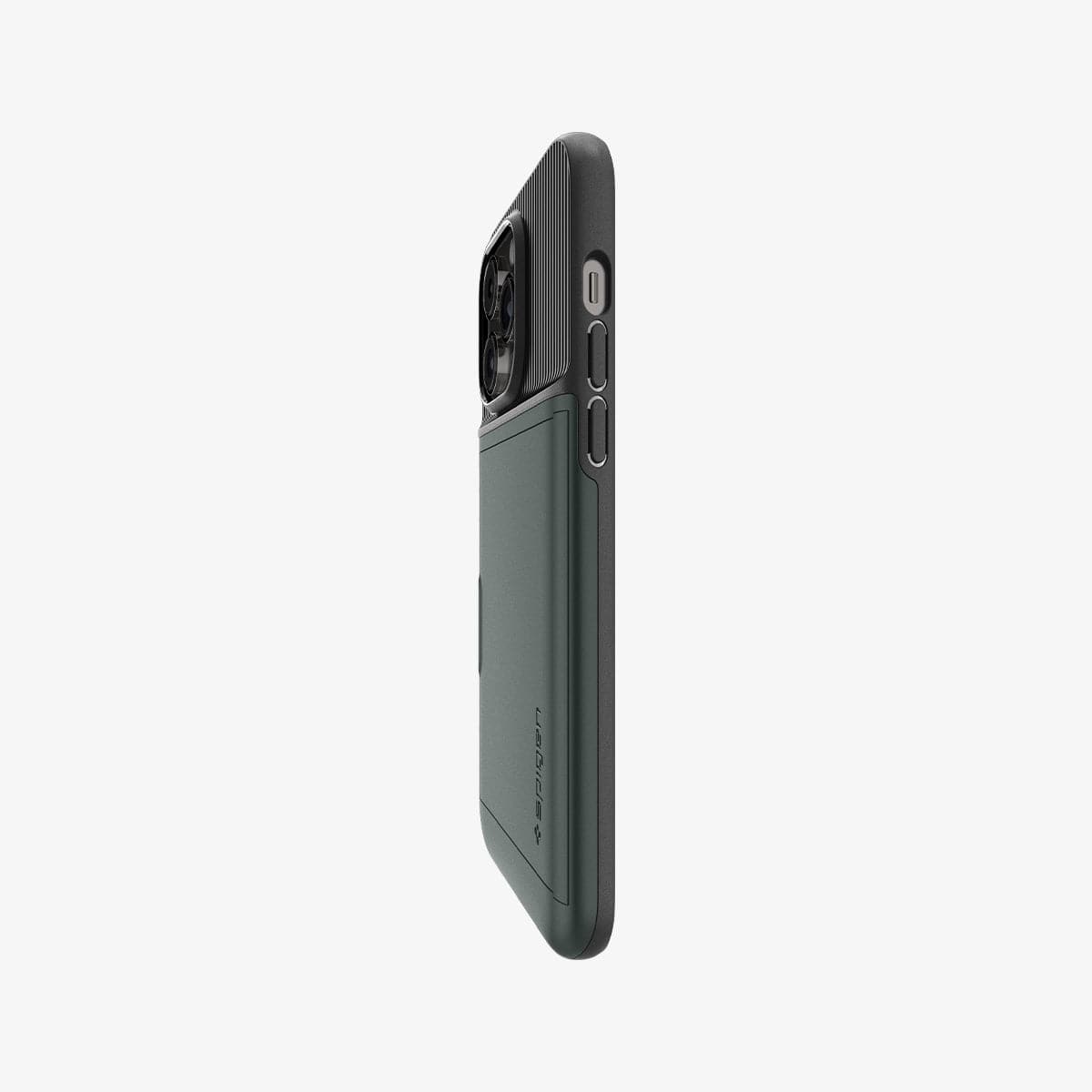 ACS04837 - iPhone 14 Pro Max Case Slim Armor CS in abyss green showing the side and partial back
