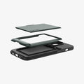 ACS04837 - iPhone 14 Pro Max Case Slim Armor CS in abyss green showing the multiple layers of card slot in back