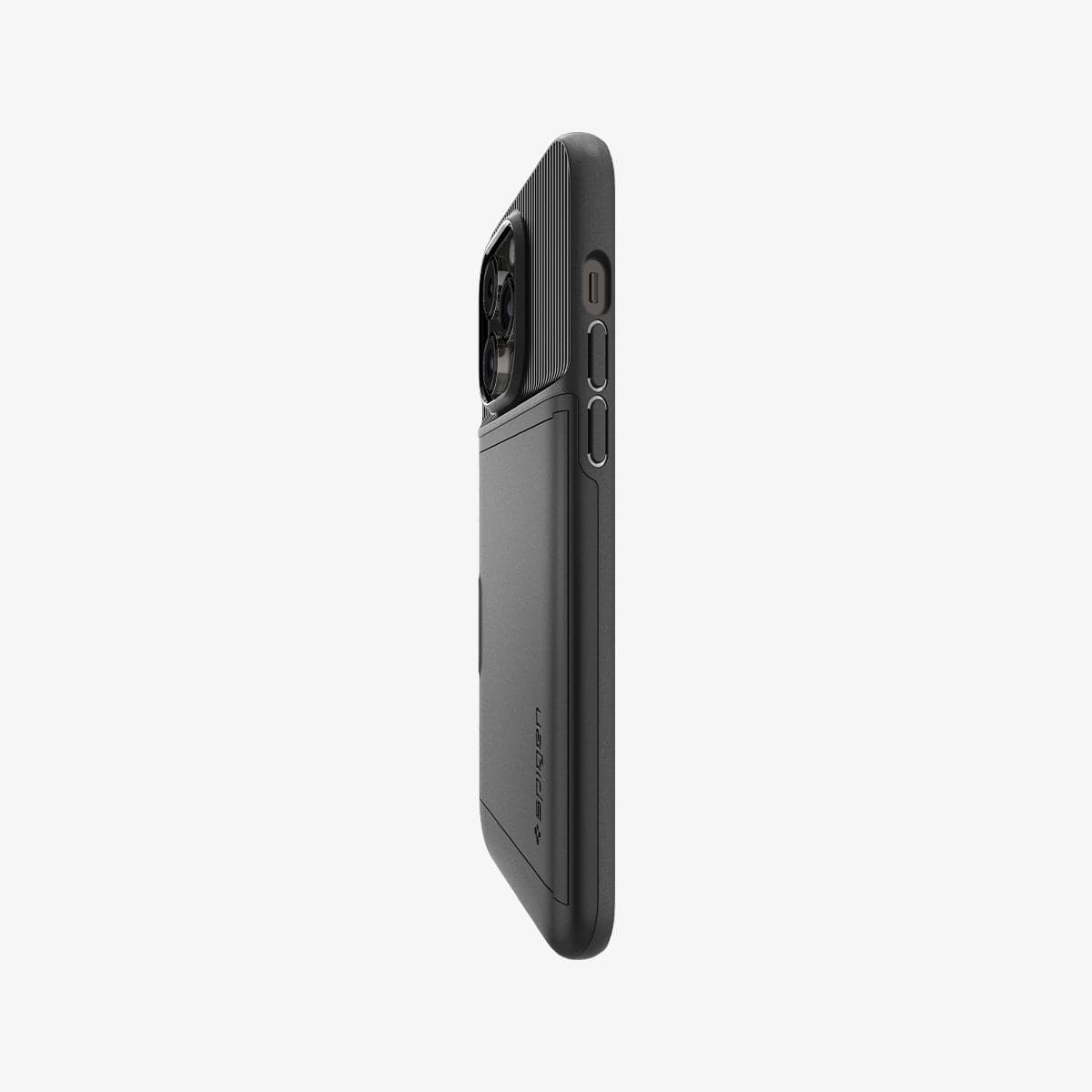 ACS04835 - iPhone 14 Pro Max Case Slim Armor CS in black showing the side and partial back