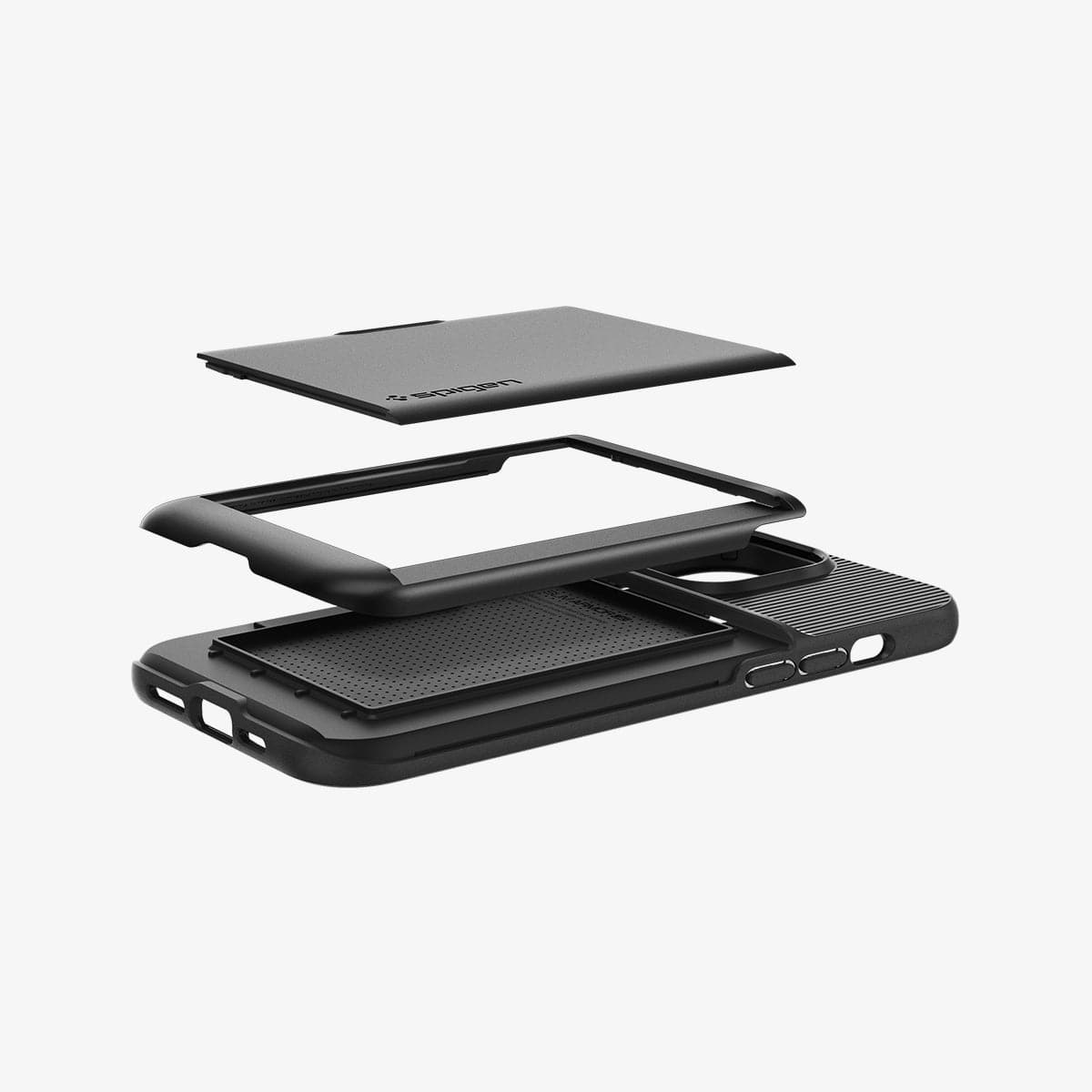 ACS04835 - iPhone 14 Pro Max Case Slim Armor CS in black showing the multiple layers of card slot in back
