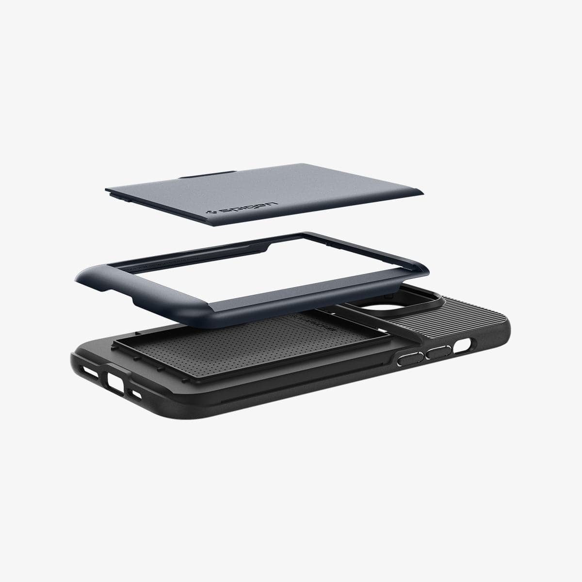 ACS04838 - iPhone 14 Pro Max Case Slim Armor CS in metal slate showing the multiple layers of card slot in back