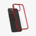 ACS07054 - iPhone 15 Pro Case Ultra Hybrid in deep red showing the back with case hovering away from device