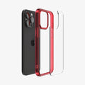 ACS07054 - iPhone 15 Pro Case Ultra Hybrid in deep red showing the back with multiple layers of case hovering away from device