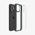 ACS06574 - iPhone 15 Pro Max Case Ultra Hybrid in abyss green showing the back with multiple layers of case hovering away from device