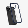 ACS06573 - iPhone 15 Pro Max Case Ultra Hybrid in navy blue showing the back with case hovering away from device