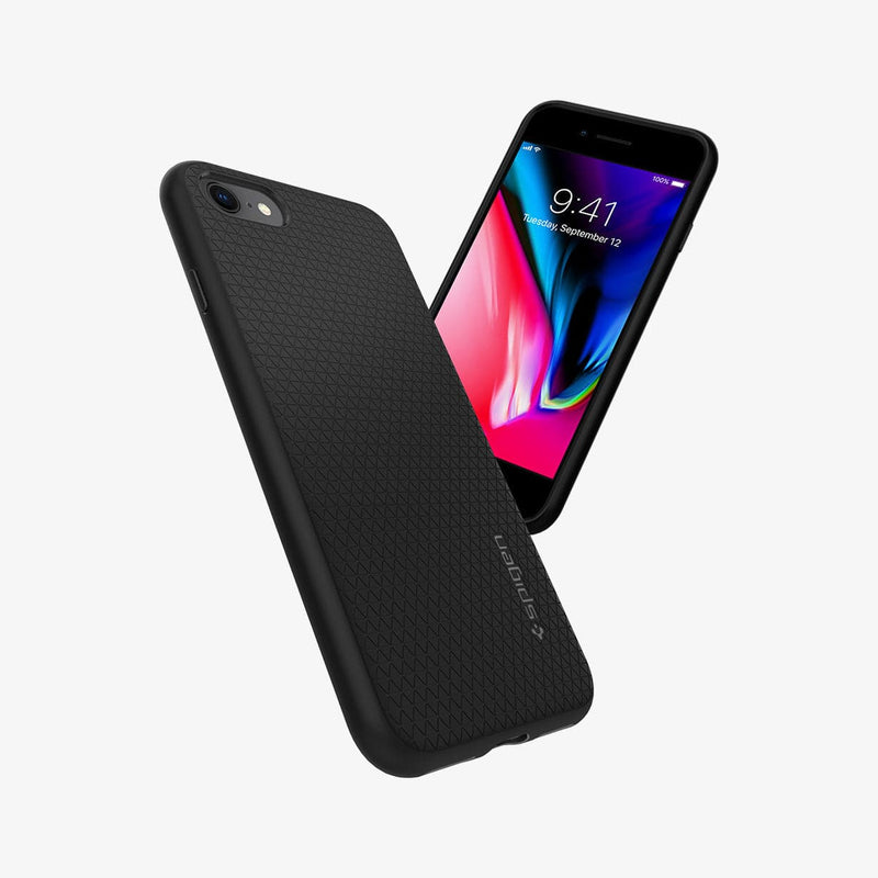 042CS20511 - iPhone 8 Series Liquid Air Case in Black showing the back, partial sides and front