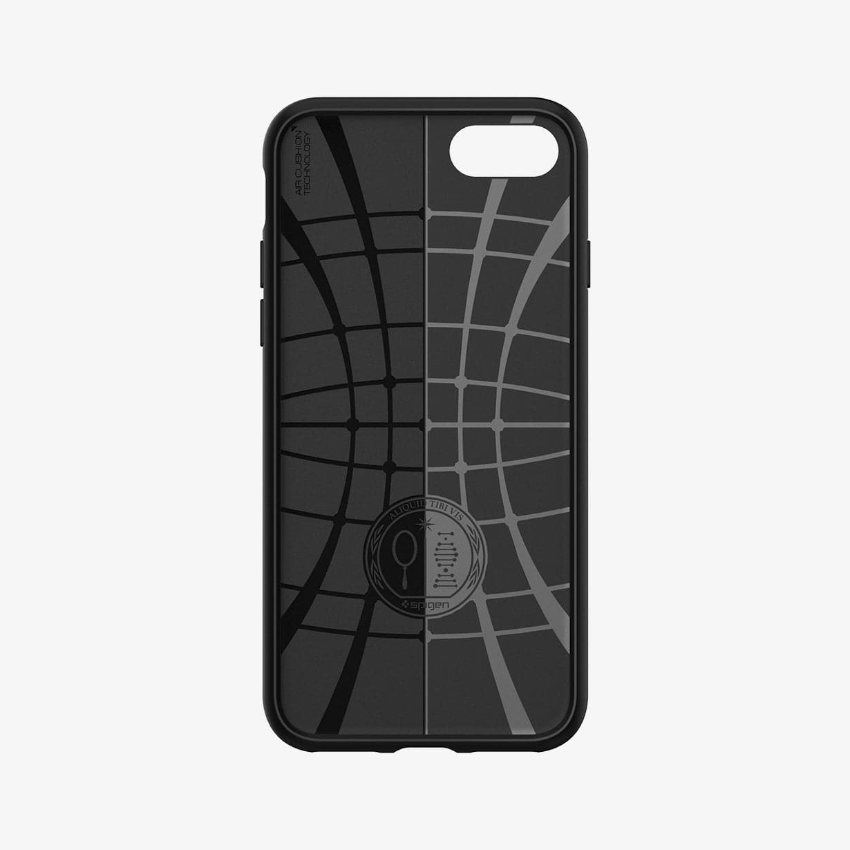 042CS20511 - iPhone 8 Series Liquid Air Case in Black showing the inner case with dual colors in spider web pattern