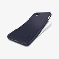 042CS21189 - iPhone 7 Case Liquid Air in midnight blue showing the back and side with case bending away from the device
