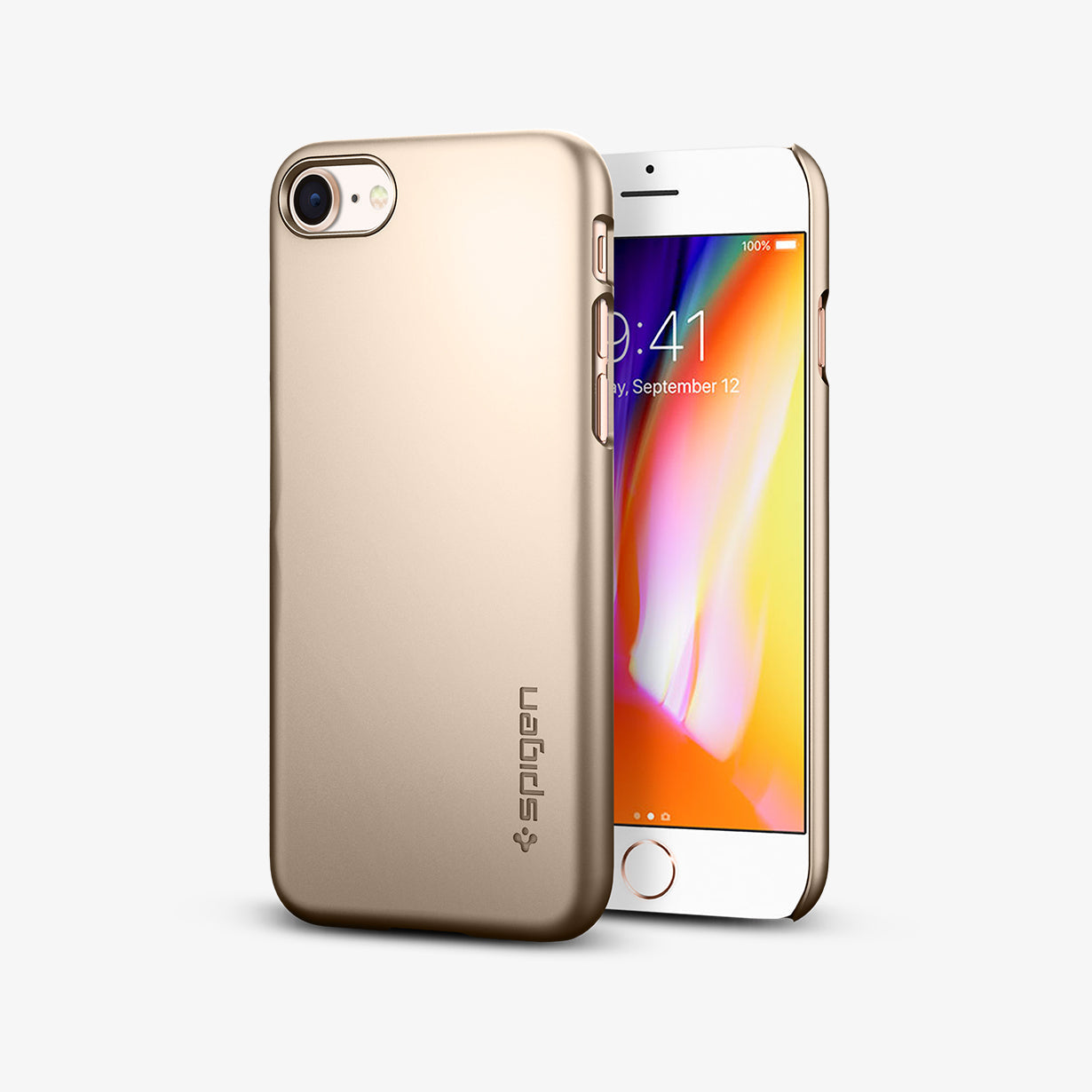 042CS20732 - iPhone SE Thin Fit case in rose gold showing the back and front