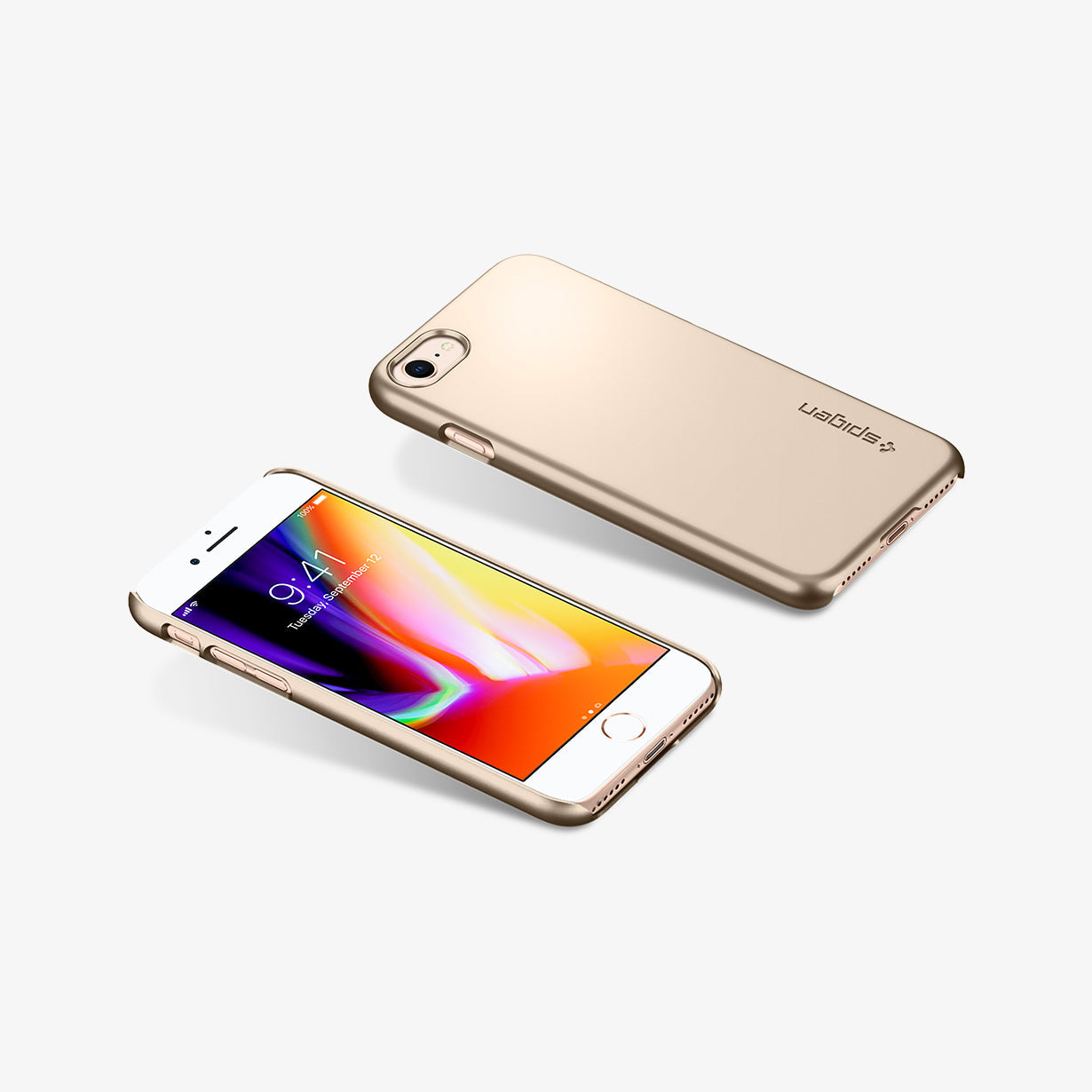 042CS20732 - iPhone SE Thin Fit case in rose gold showing the back and front