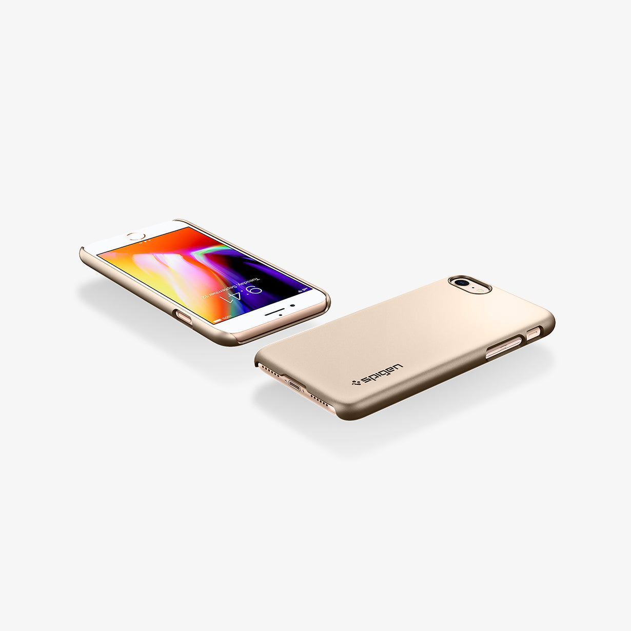 042CS20732 - iPhone SE Thin Fit case in rose gold showing the back and front