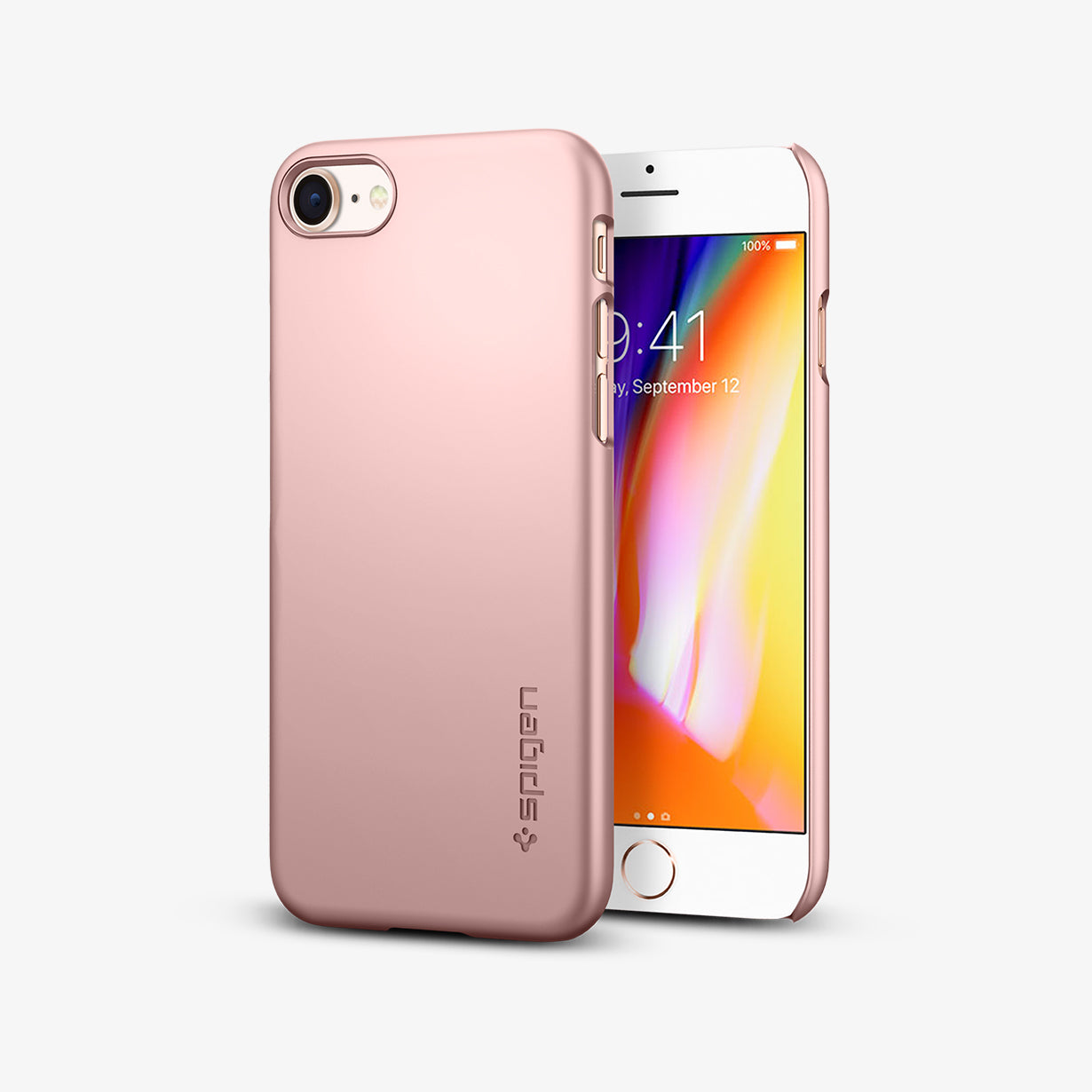 042CS20429 - iPhone SE Thin Fit case in rose gold showing the back and front