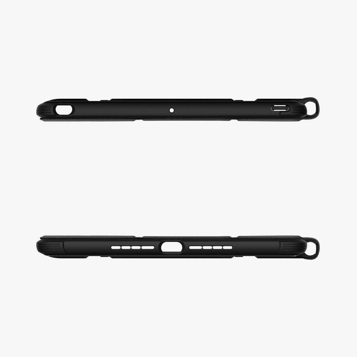 ACS01216 - iPad 10.2" Case Rugged Armor Pro in black showing the top and bottom with precise cutouts