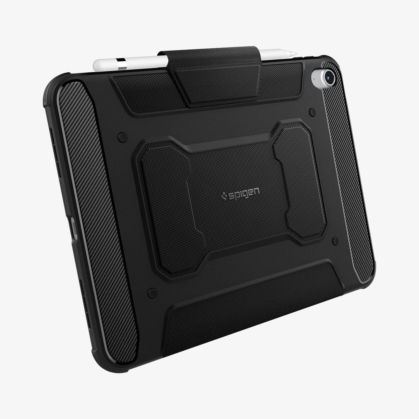 ACS05417 - iPad 10.9" Case Rugged Armor Pro in black showing the back and bottom with pencil in slot