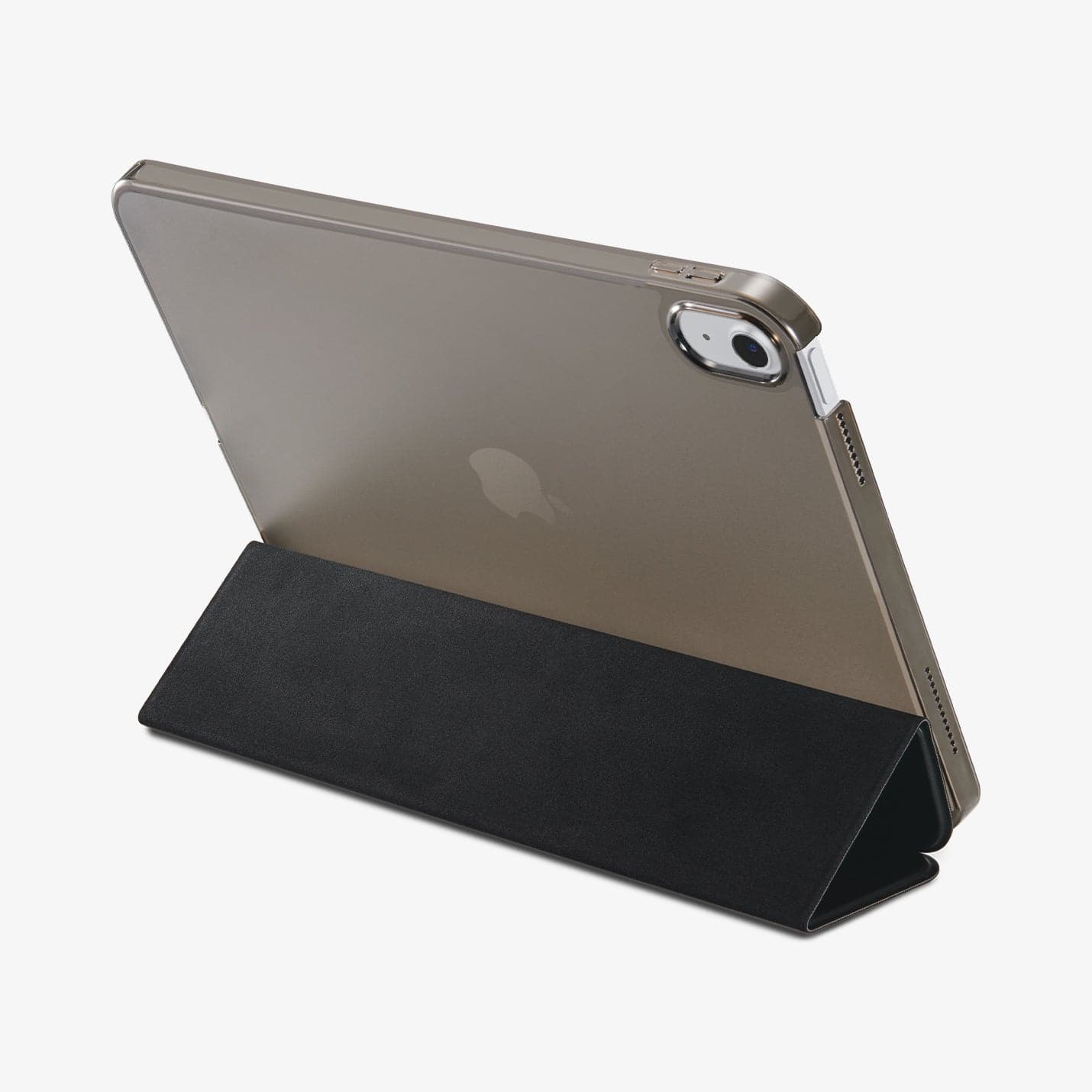 ACS05309 - iPad 10.9" Case Smart Fold in black showing the back and top with device propped up by built in kickstand
