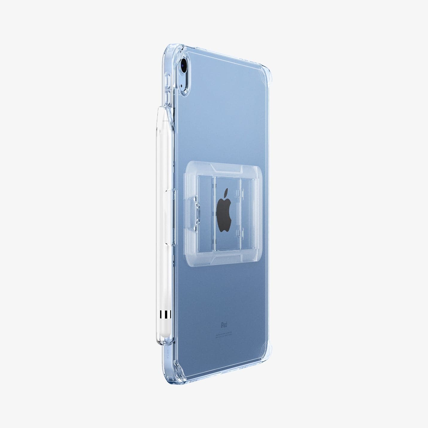 ACS05419 - iPad 10.9" Case Air Skin Hybrid S in crystal clear showing the back and side with pencil in slot