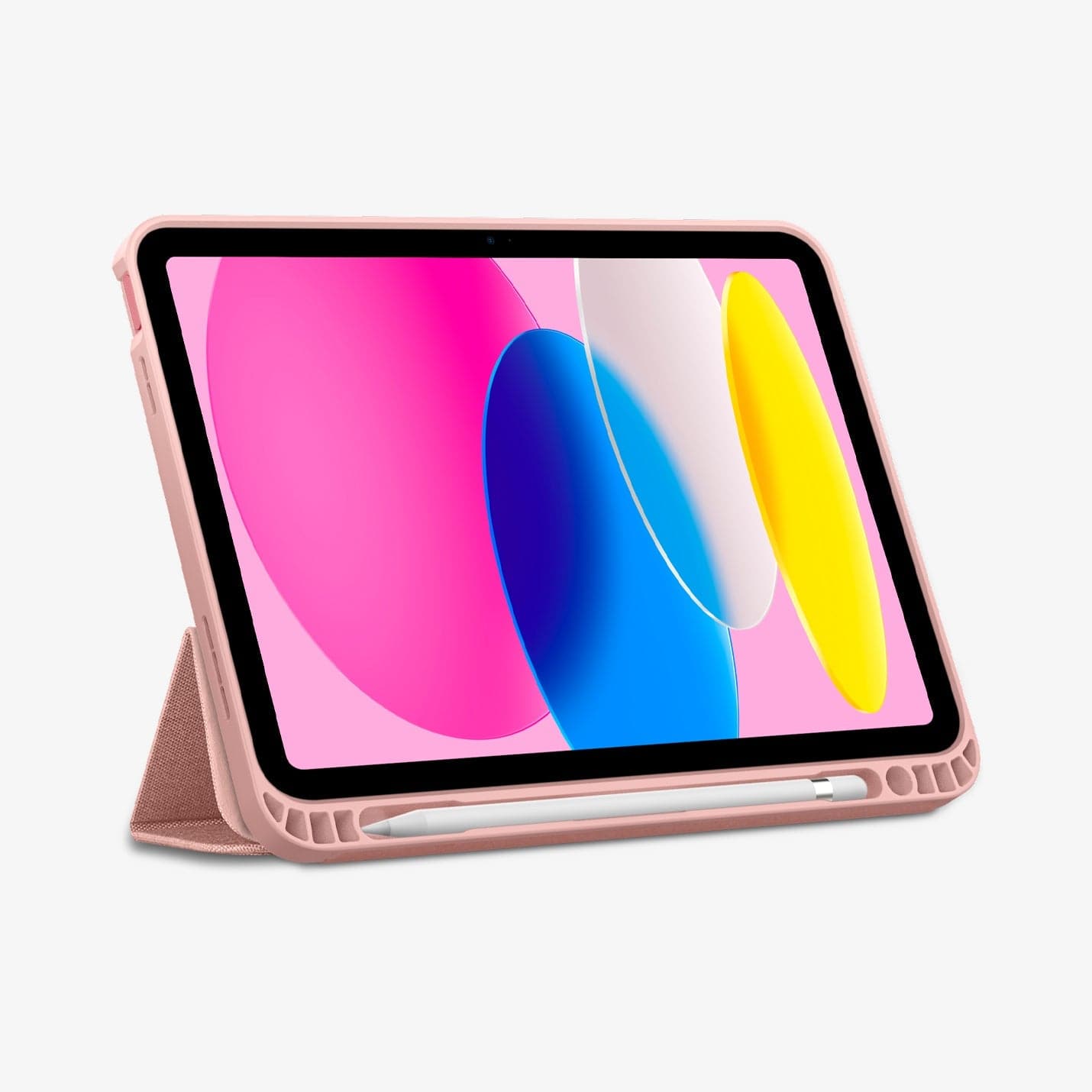 ACS05307 - iPad 10.9" Case Urban Fit in rose gold showing the front with device propped up by built in kickstand