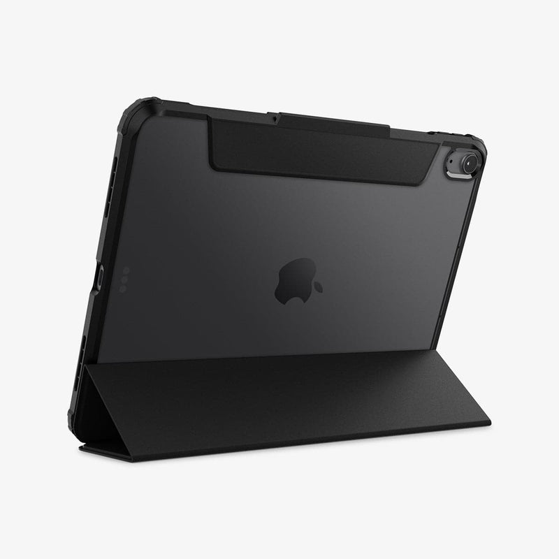ACS02697 - iPad Air 10.9" (2022 / 2020) Case Ultra Hybrid Pro in black showing the back with device propped up by built in kickstand