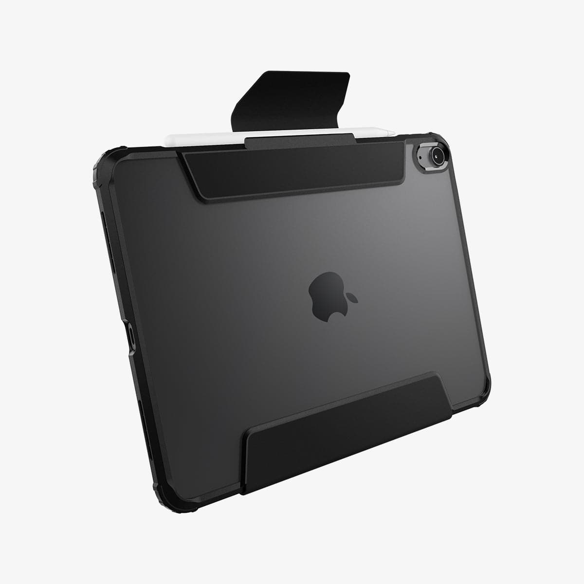 ACS02697 - iPad Air 10.9" (2022 / 2020) Case Ultra Hybrid Pro in black showing the back and bottom with cover flap open