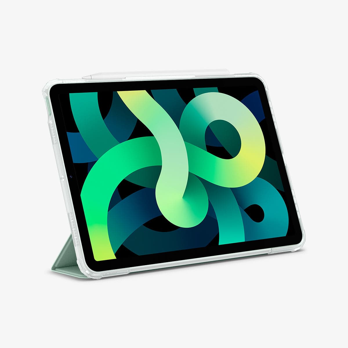 ACS02700 - iPad Air 10.9" (2022 / 2020) Case Ultra Hybrid Pro in green showing the front with device propped up by built in kickstand