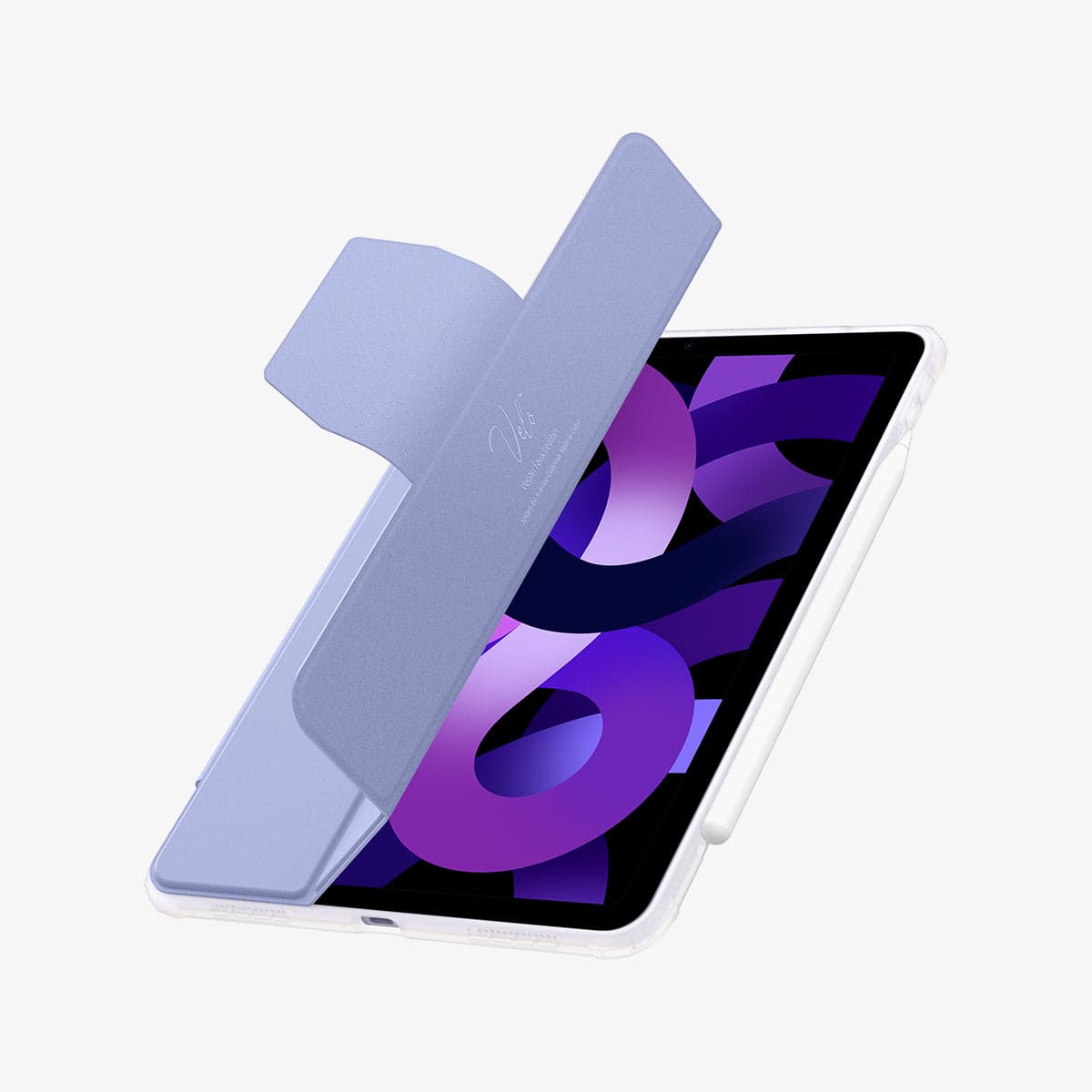 ACS04567 - iPad Air 10.9" (2022 / 2020) Case Ultra Hybrid Pro in lavender showing the front with cover half open