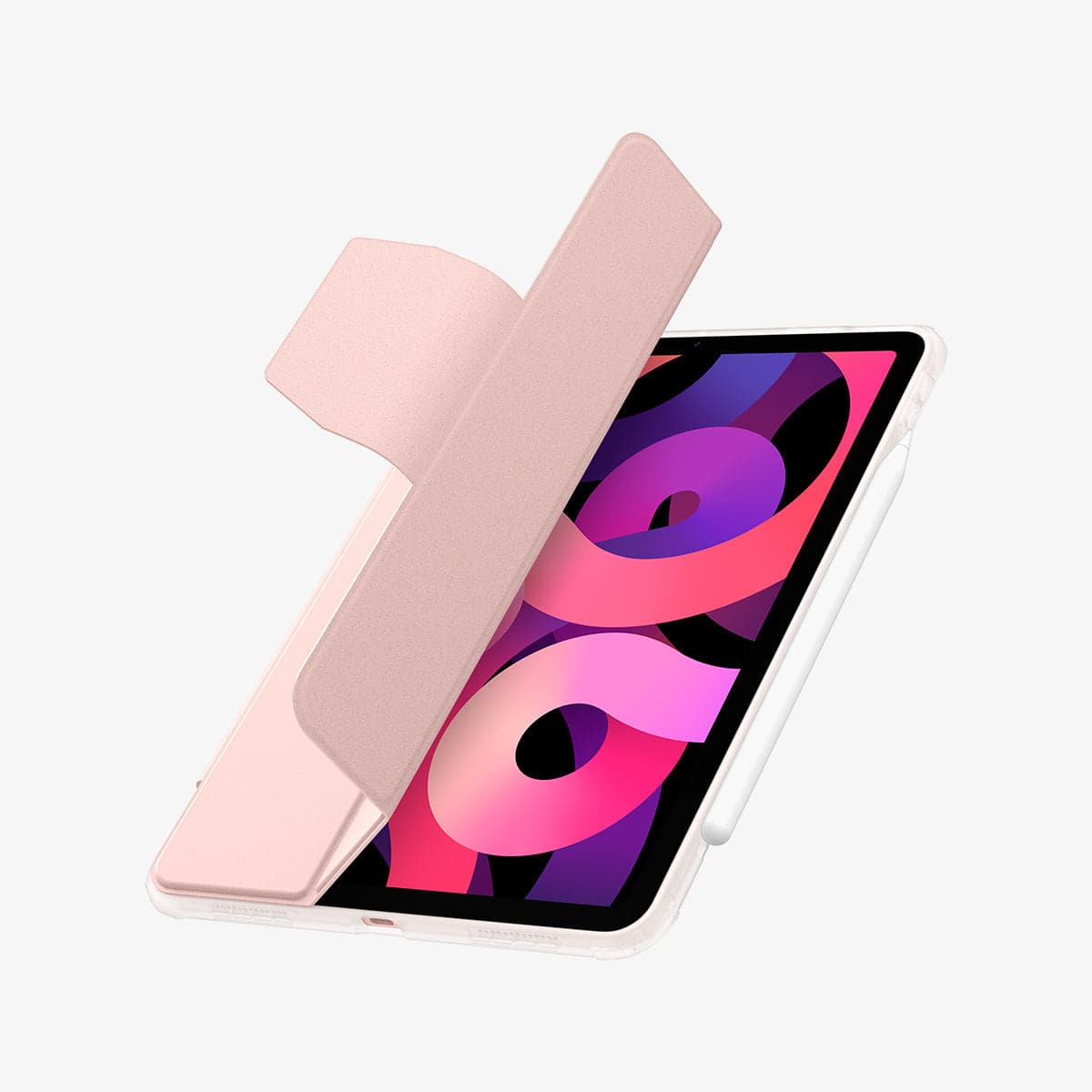 ACS02699 - iPad Air 10.9" (2022 / 2020) Case Ultra Hybrid Pro in rose gold showing the front with cover half open
