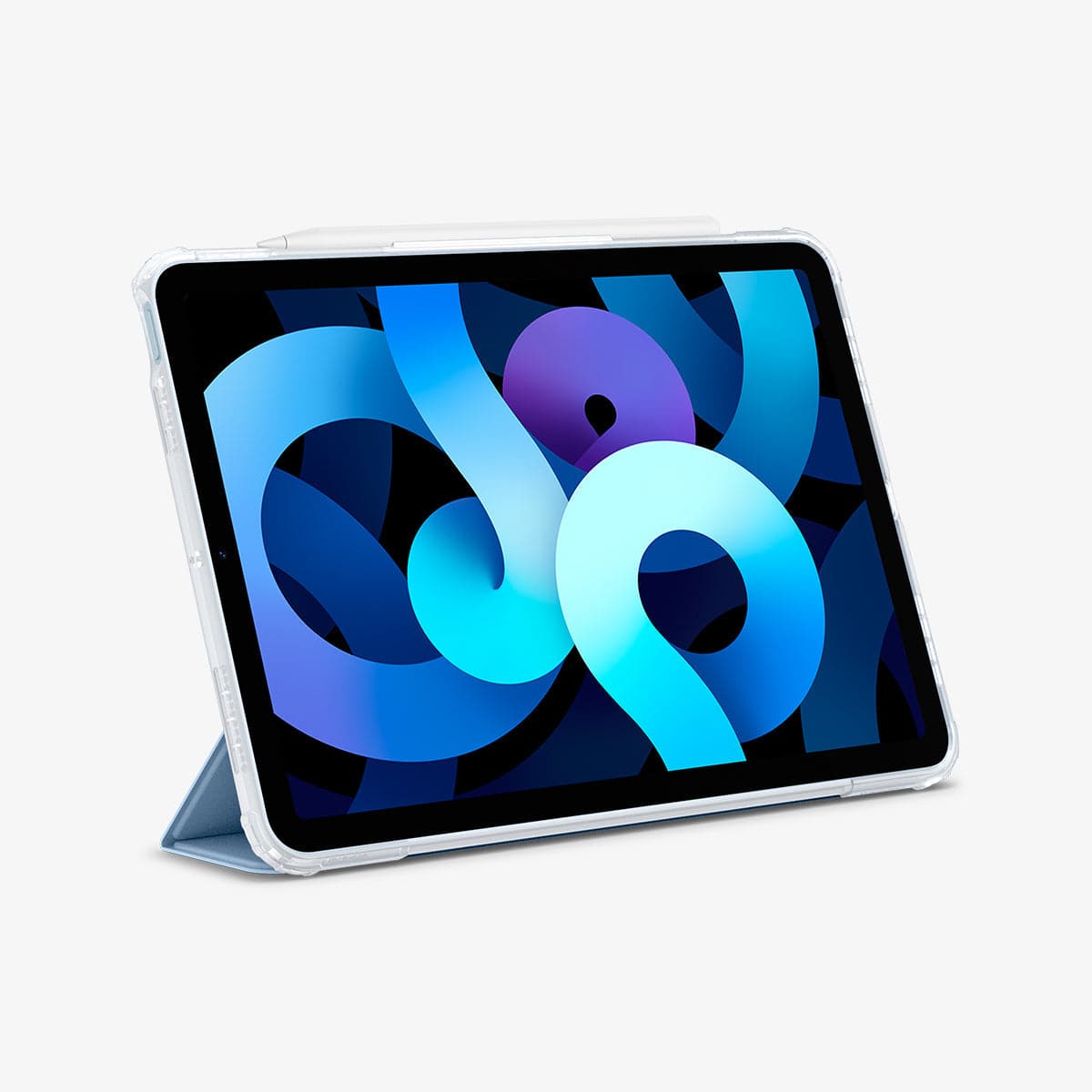 ACS02698 - iPad Air 10.9" (2022 / 2020) Case Ultra Hybrid Pro in sky blue showing the front with device propped up by built in kickstand