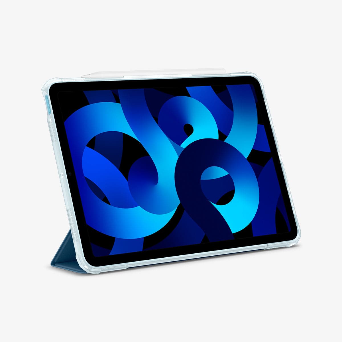 ACS04568 - iPad Air 10.9" (2022 / 2020) Case Ultra Hybrid Pro in teal blue showing the front with device propped up by built in kickstand