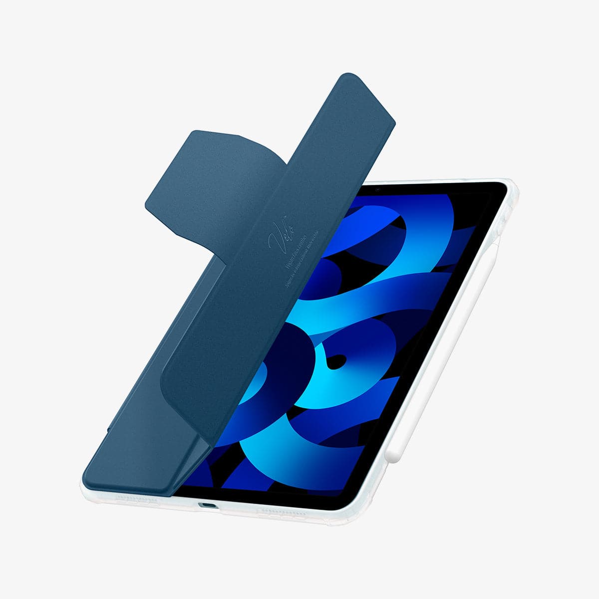 ACS04568 - iPad Air 10.9" (2022 / 2020) Case Ultra Hybrid Pro in teal blue showing the front with cover half open