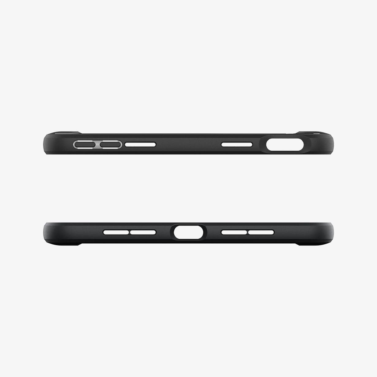 ACS03764 - iPad Mini 6 Case Rugged Armor in matte black showing the top and bottom with precise cutouts