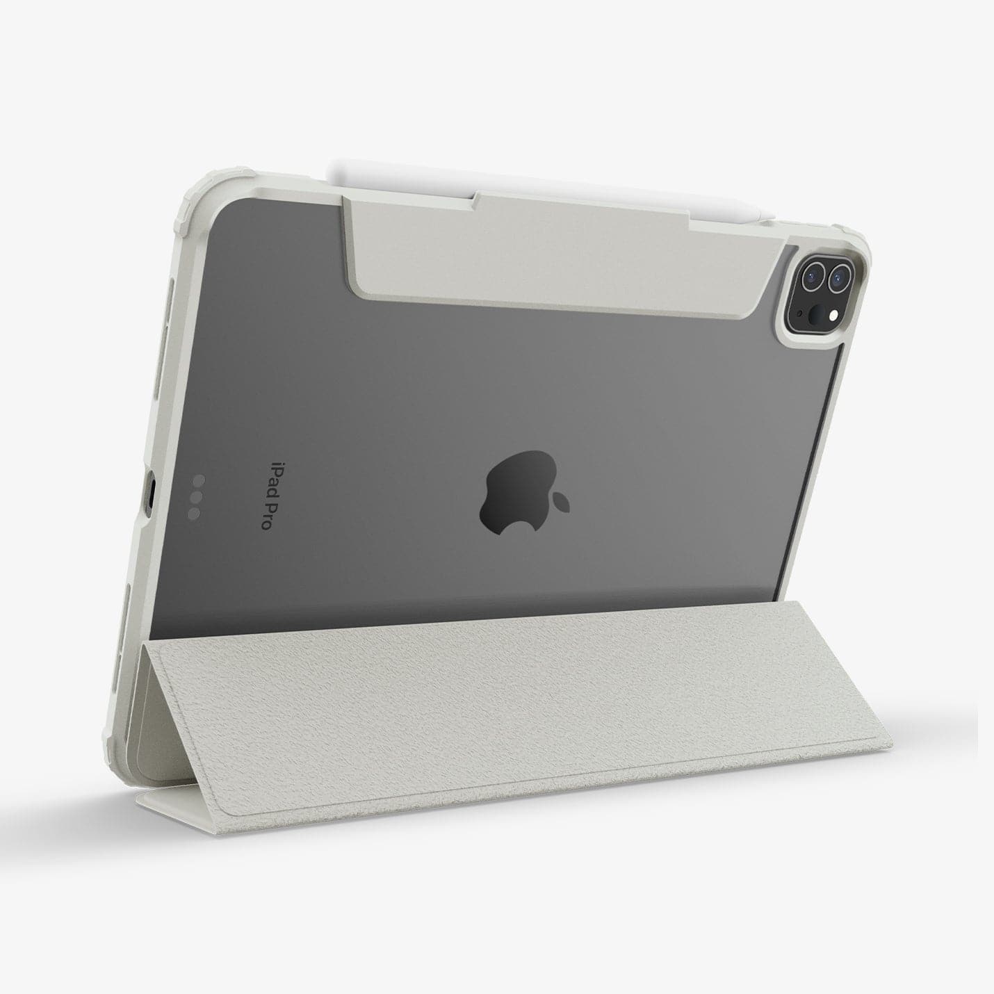 ACS06075 - iPad Pro 11" Case Air Skin Pro in gray showing the back with device propped up by built in kickstand