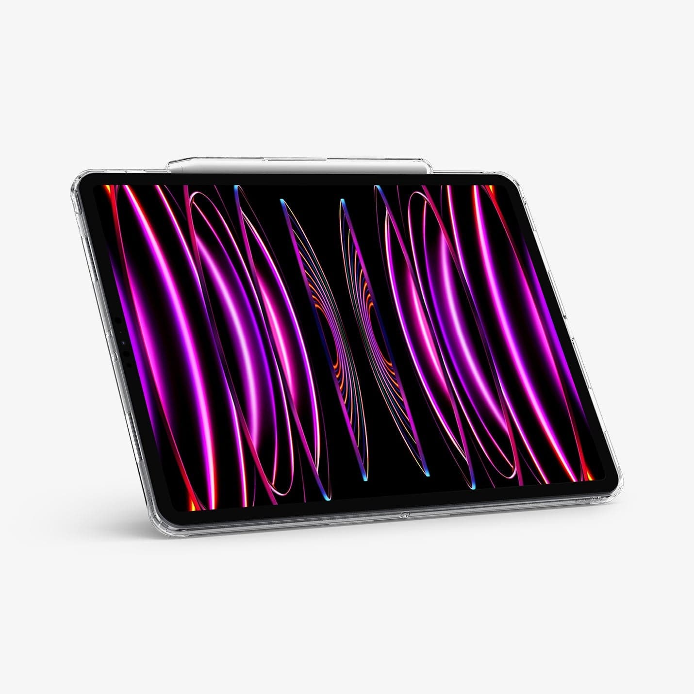 ACS05449 - iPad Pro 12.9" Case Air Skin Hybrid S in crystal clear showing the front with device propped up by built in kickstand