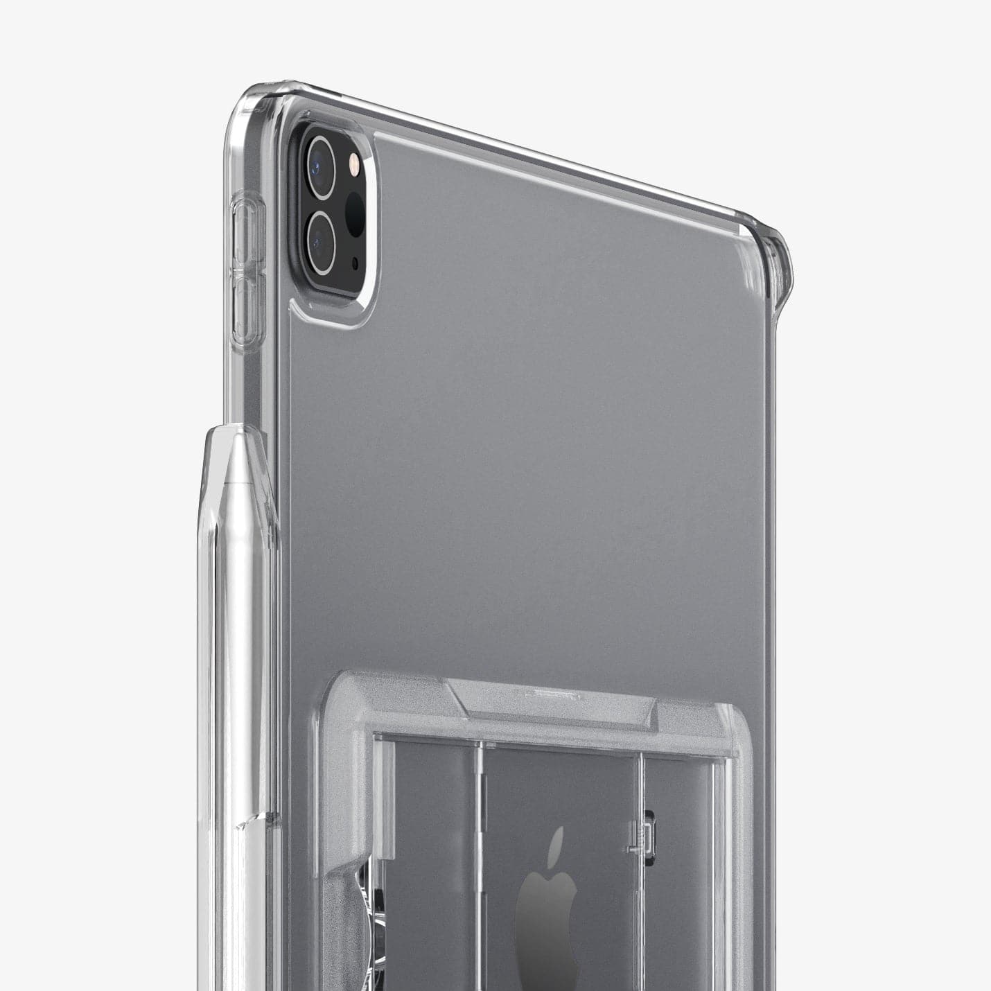 ACS05449 - iPad Pro 12.9" Case Air Skin Hybrid S in crystal clear showing the back and partial side zoomed in on camera lens